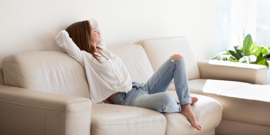 woman at home relaxed in cool air