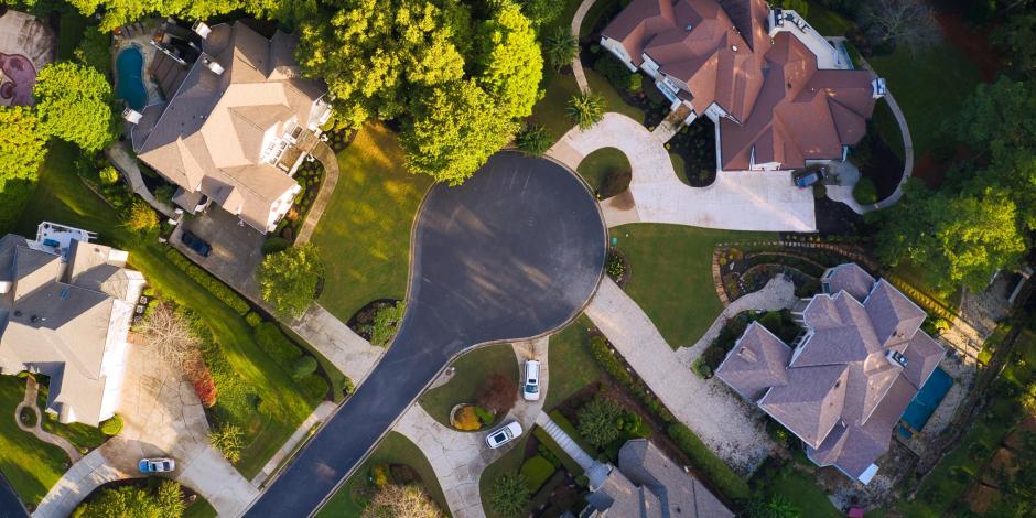 aerial view neighborhood atlanta georgia