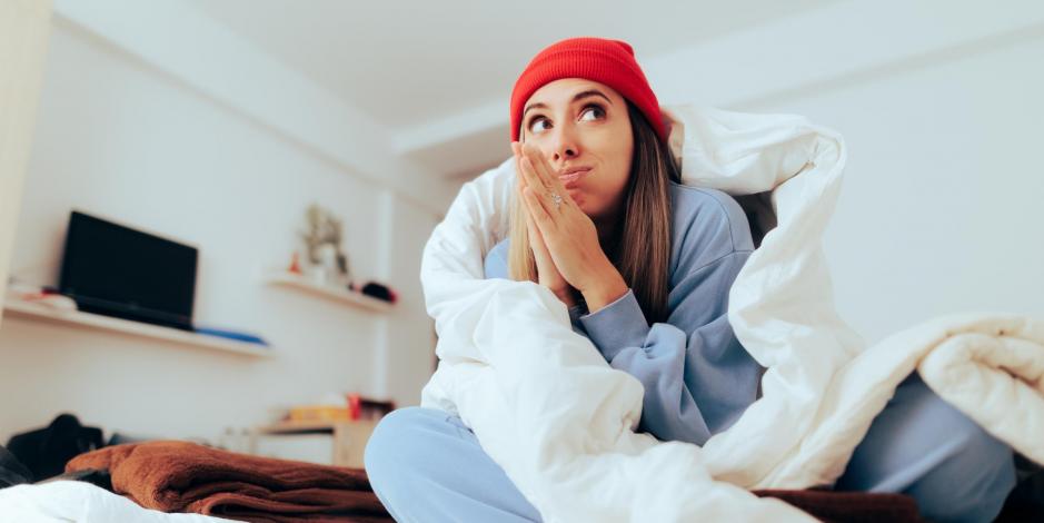 woman cold in her room