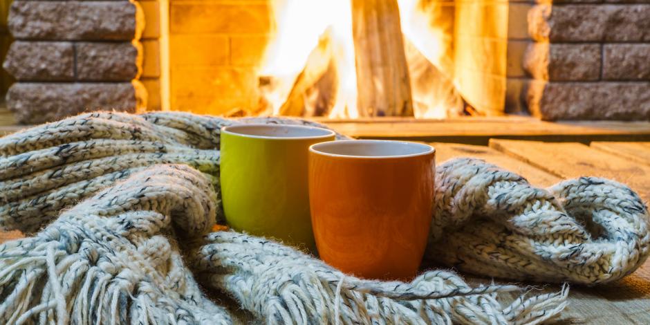 cozy hot drinks and blanket by fire at home cozy hot drinks and blanket by fire at home