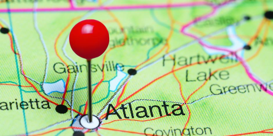 City of Atlanta, GA pinned on map City of Atlanta, GA pinned on map