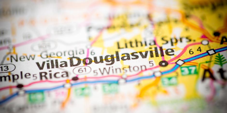 douglasville georgia road map up close