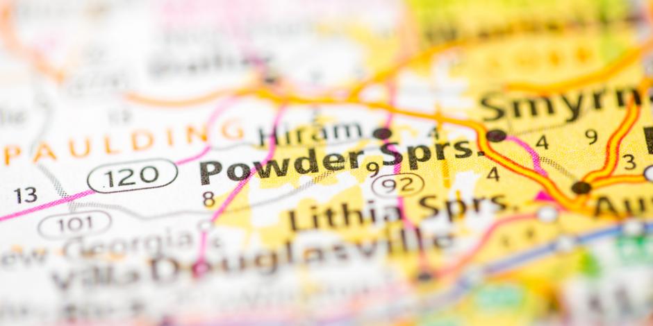 Map of Powder Springs. Georgia